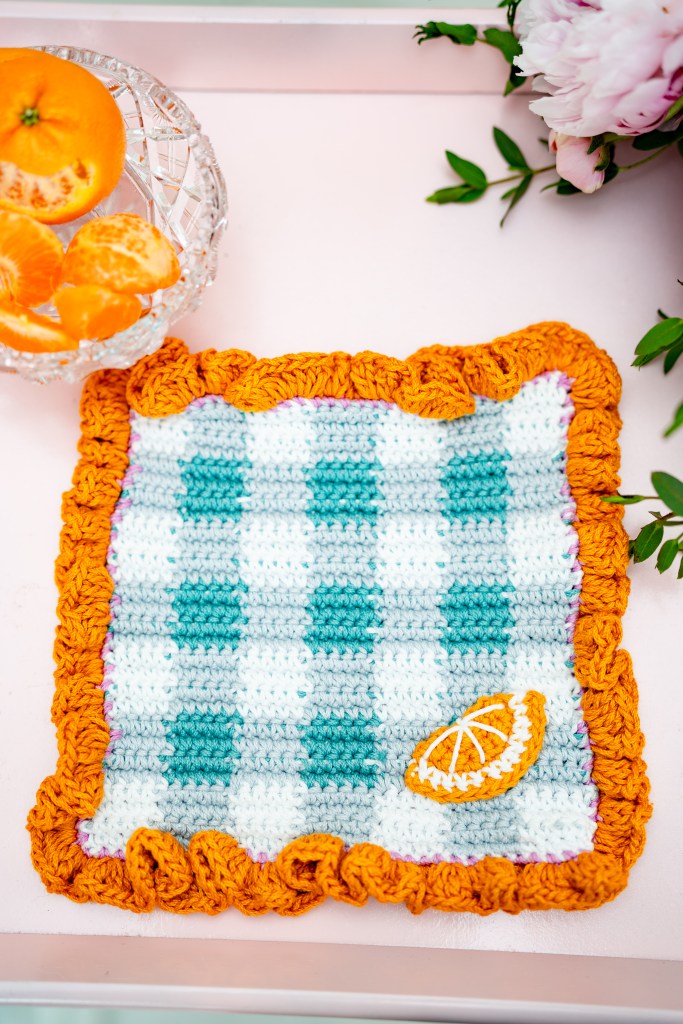 Nicki Byrnes Crochet Dishcloth Fruit Gingham 