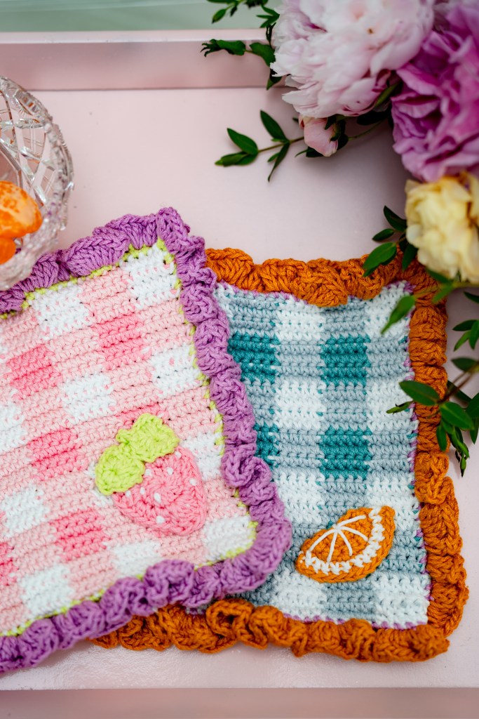 Nicki Byrnes Crochet Dishcloth Fruit Gingham 