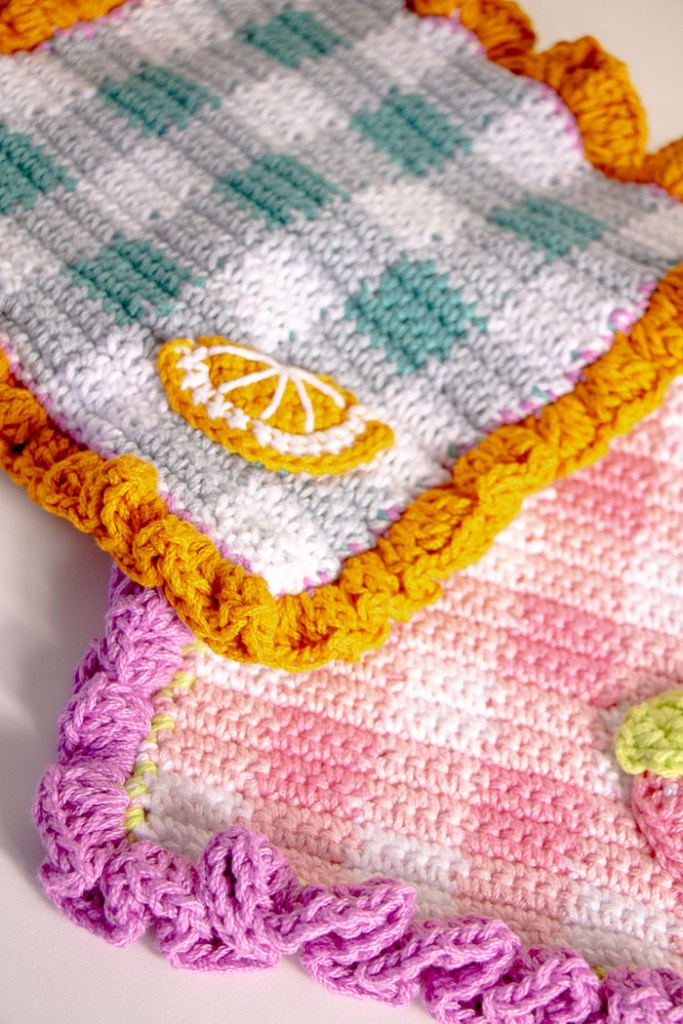Nicki Byrnes Crochet Dishcloth Fruit Gingham 