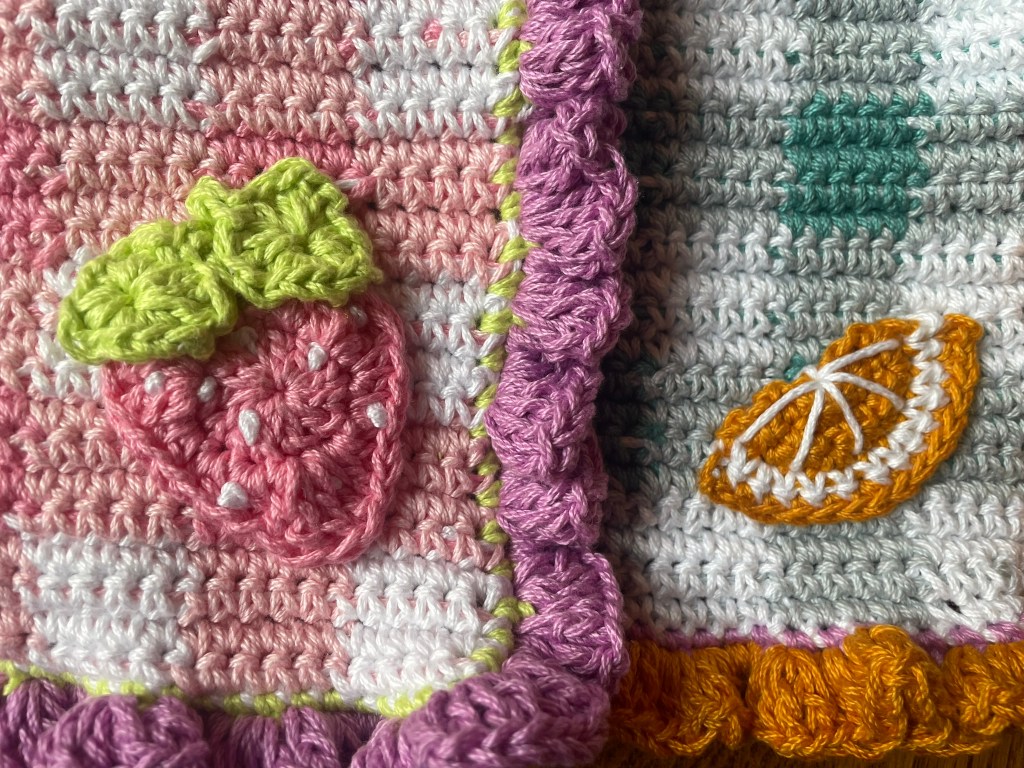 Nicki Byrnes Crochet Dishcloth Fruit Gingham 