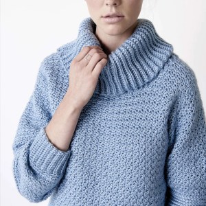 Crochet cowl neck sweater