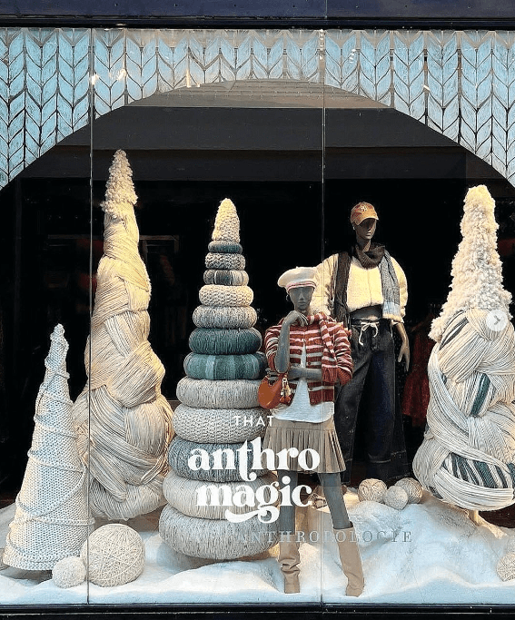 Anthropologie + Lion Brand Yarn holiday window display